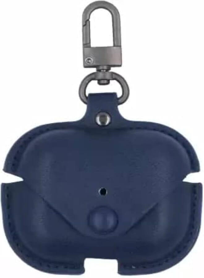 D25 AirPod Pro Case Leather Personalized Leather Protective Air-pod Pro Case Cover Shockproof with Loss Prevention Clip for Apple Air-Pods Pro Wireless Charging Case for AirPods (Dark Blue)